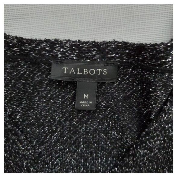 Talbots Wool Blend Black Silver Metallic Faux Wrap A-line Dress Sz M HolidayCore - Picture 8 of 9